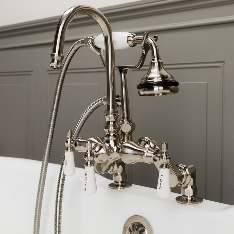 Deck Tub Spout with Diverter, Brushed Nickel