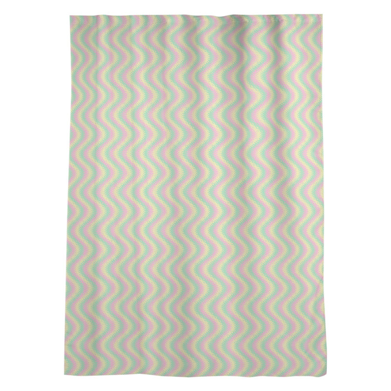 Panneau de rideau simple avec passe-tringle en chevron ondulé, Bleu / Rose / Vert