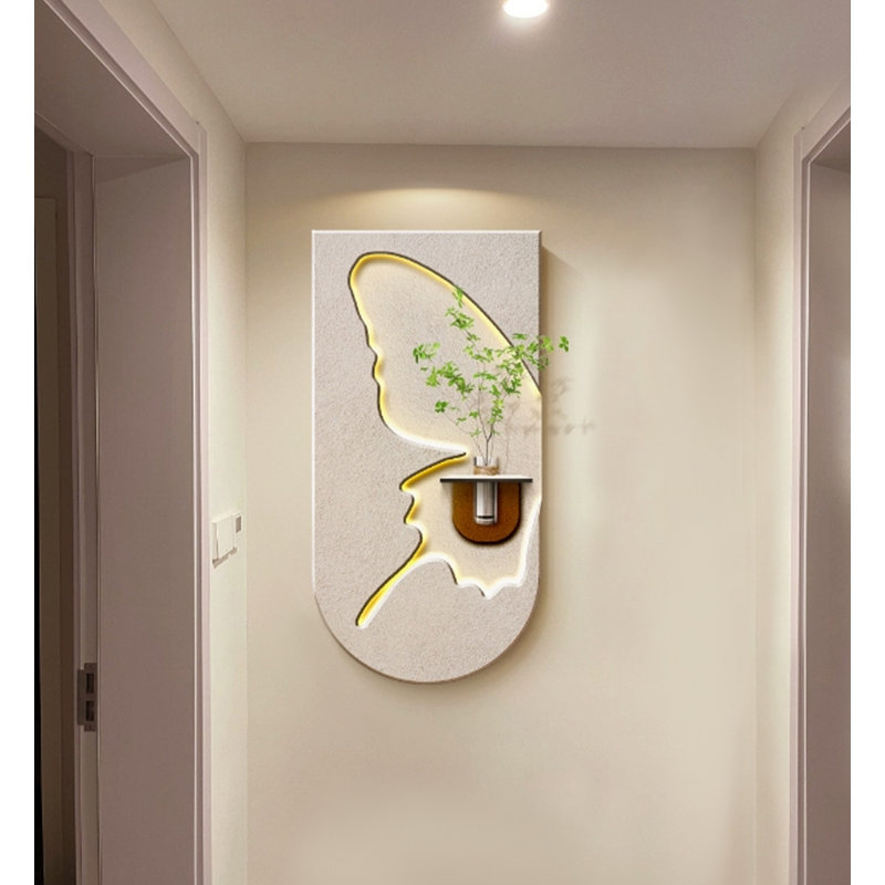 Décoration murale plante zen de style grès hydroponique, H 39,37 po x l 19,69 po x P 1,57 po, Blanc