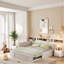 Lit tapissier en L moderne avec lit gigogne escamotable, ports de charge USB, dossier rembourré carré, lit plateforme double avec lit gigogne simple pour chambre d'amis, chambre à coucher-850024783