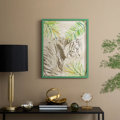 Boho Jungle Cat I, reproduction encadrée - bois massif