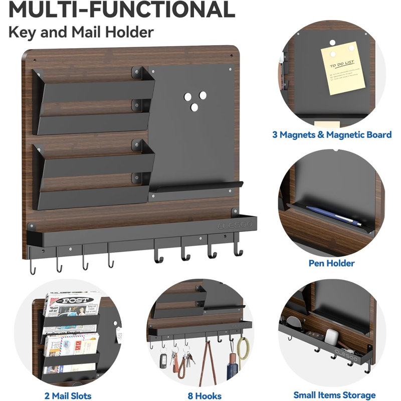 Manufactured Wood Wall Organizer