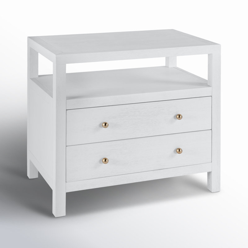 Table de chevet 2 tiroirs 28 po Celine, Blanc texturé