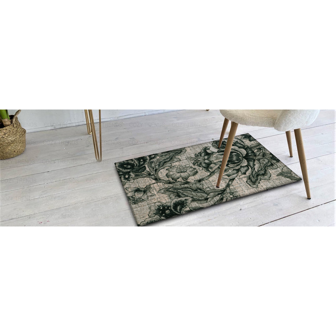 Geometric Anti-Fatigue Non-Skid Kitchen Mat Red Barrel Studio®