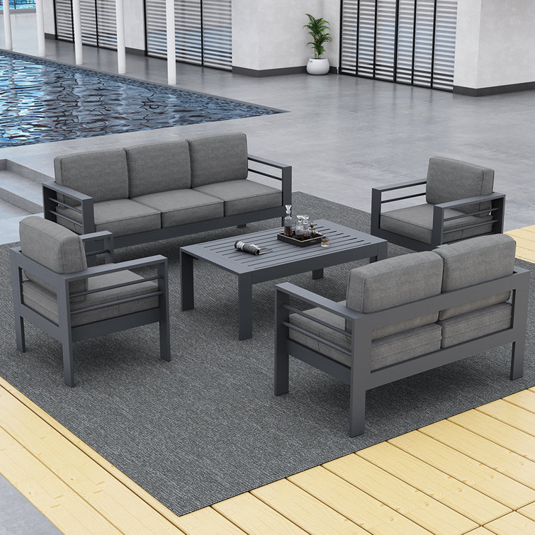 (incomplete two single sofa only) 7 - Person Outdoor Seating Group with Cushions