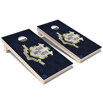 Ensemble de planche de jeu de cornhole en composite tout-temps Connecticut State Flag