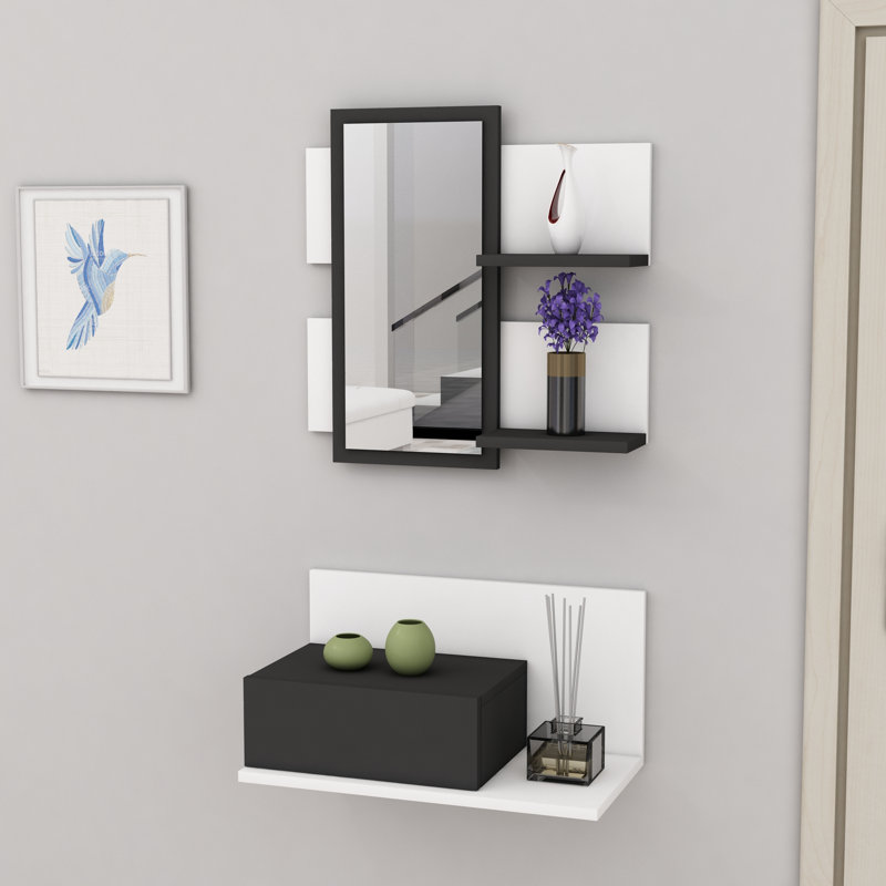 Emmitte Mirror, White & Anthracite