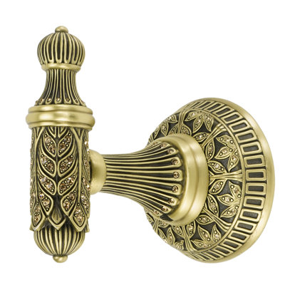 HAMPTON CRYSTALIZED SMALL HOOK; DECORATED WITH LIGHT COLORADO TOPAZ SWAROVSKI CRYSTALS; BURNISHED BRASS FINISH