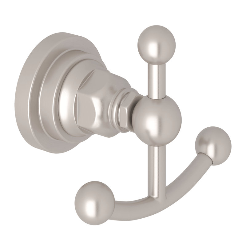 San Giovanni™ Wall Mount Double Robe Hook, Satin Nickel