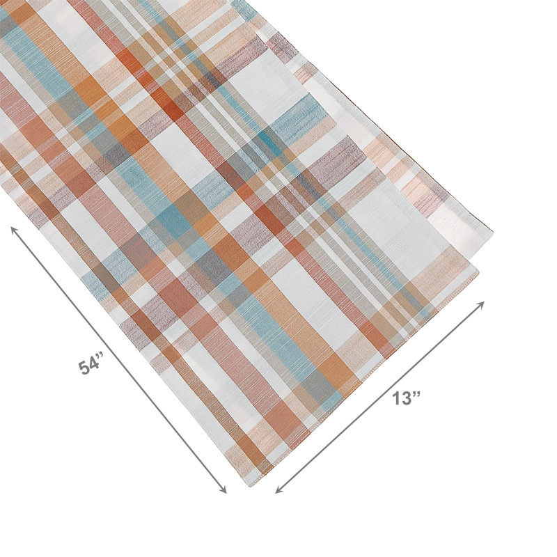 Cotton Table Runner 54" Plaid - Set Of 2