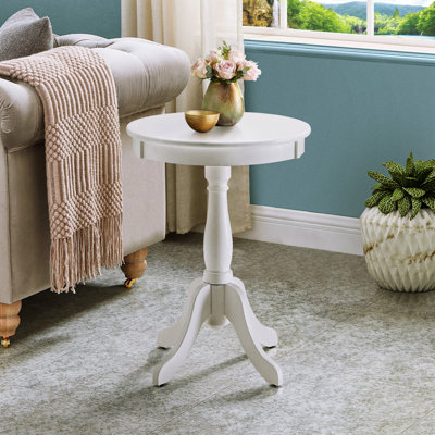 Table d'appoint blanche en bois avec plateau rond - Améliore l'ambiance intérieure
