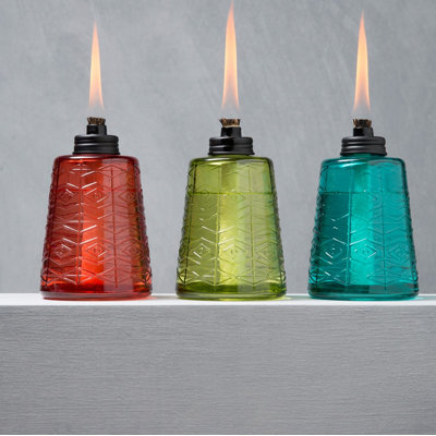 TIKI® Brand 6 Inch Table Torch Glass Red, Green and Blue