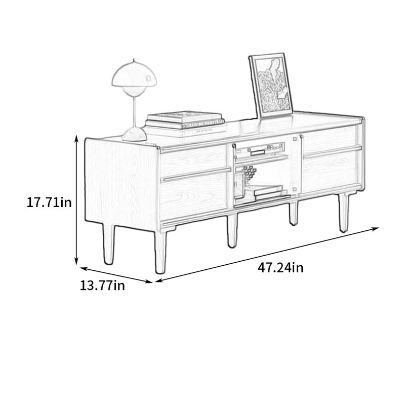 Modern Retro TV Stand, 17.71"H x 13.77"L x 47.24"W, Nut Brown