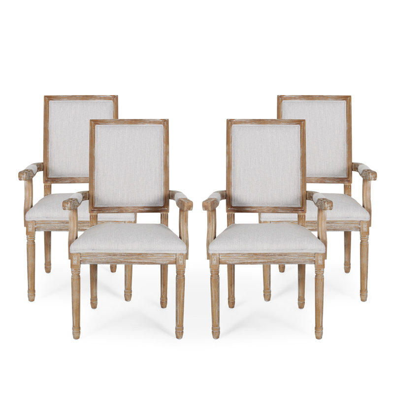 Ethynn 19.5'' H Upholstered Armchair, Walnut Frame, 2, Beige