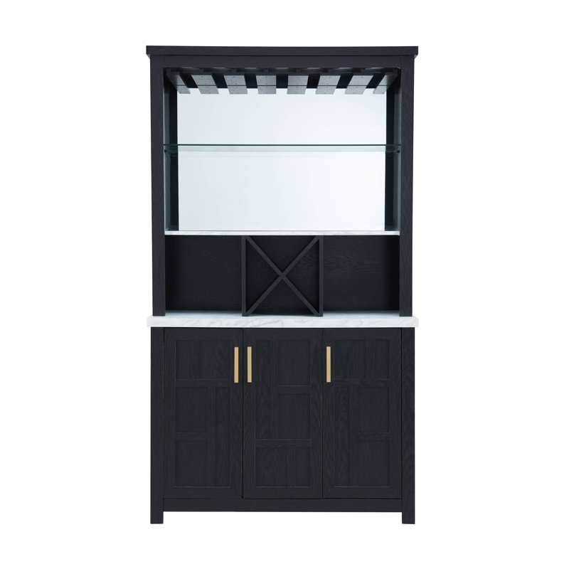 Armoire de bar 41,7 po Bardha, Noir / or