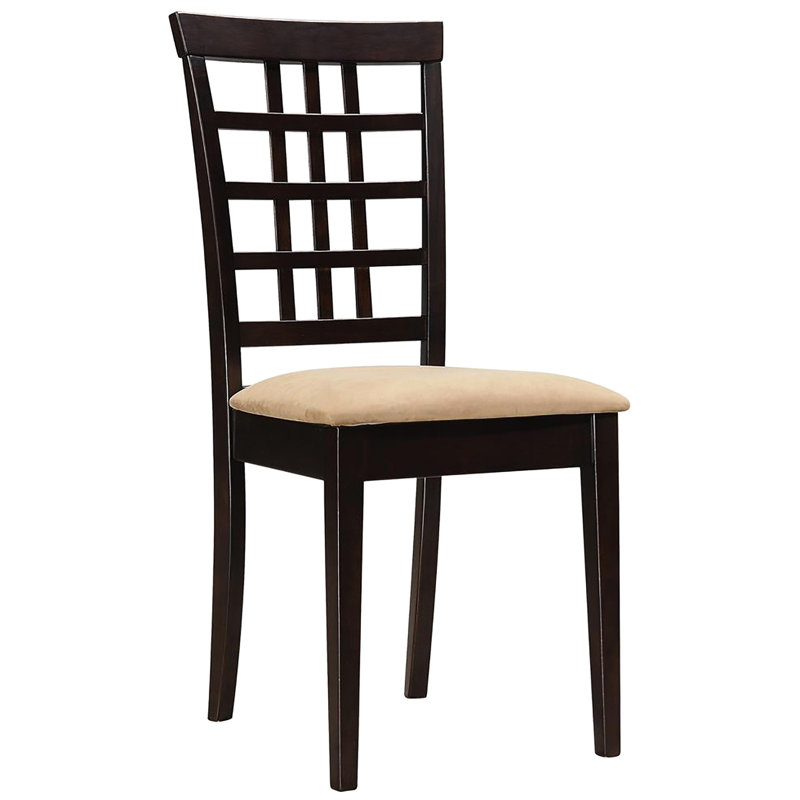 De 2 chaises d'appoint cappuccino avec rembourrage beige - dossier géométrique, salle à manger et coussin confortable