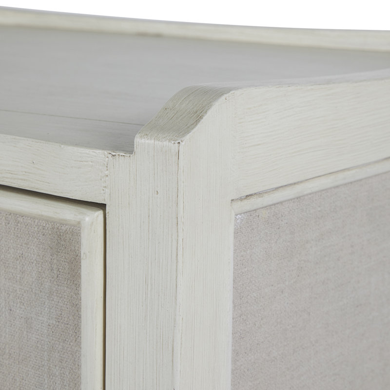 Naomi Transitional 6-Drawer Dresser in Antique Cream and Natural Linen