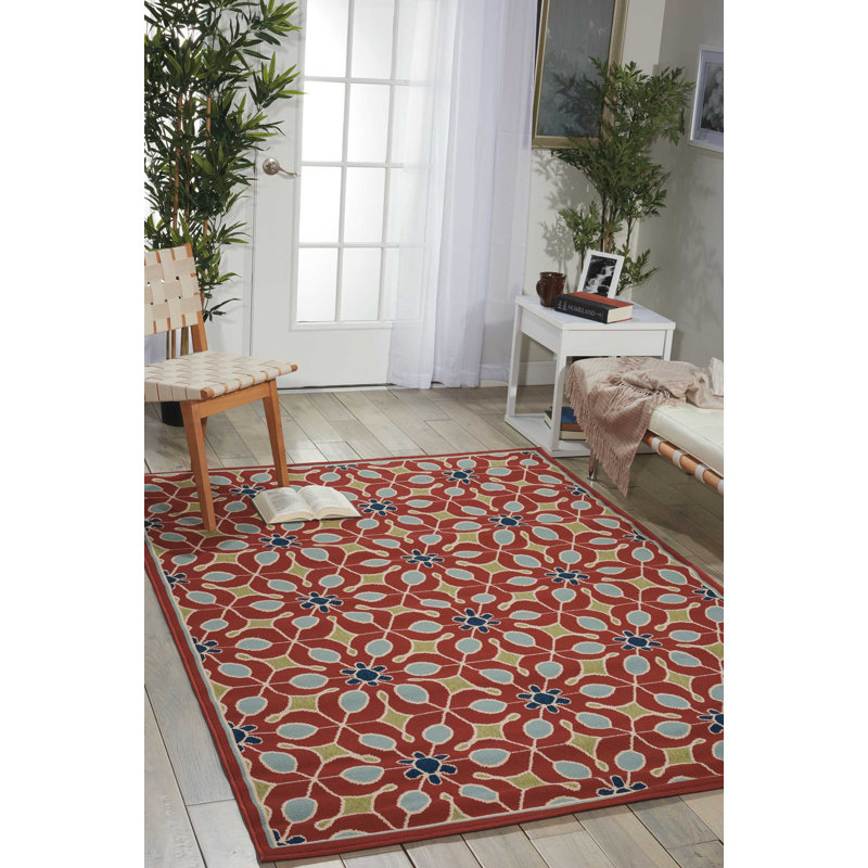 Caragan Geometric Indoor / Outdoor Rug, Rectangle 7'10" x 10'6"