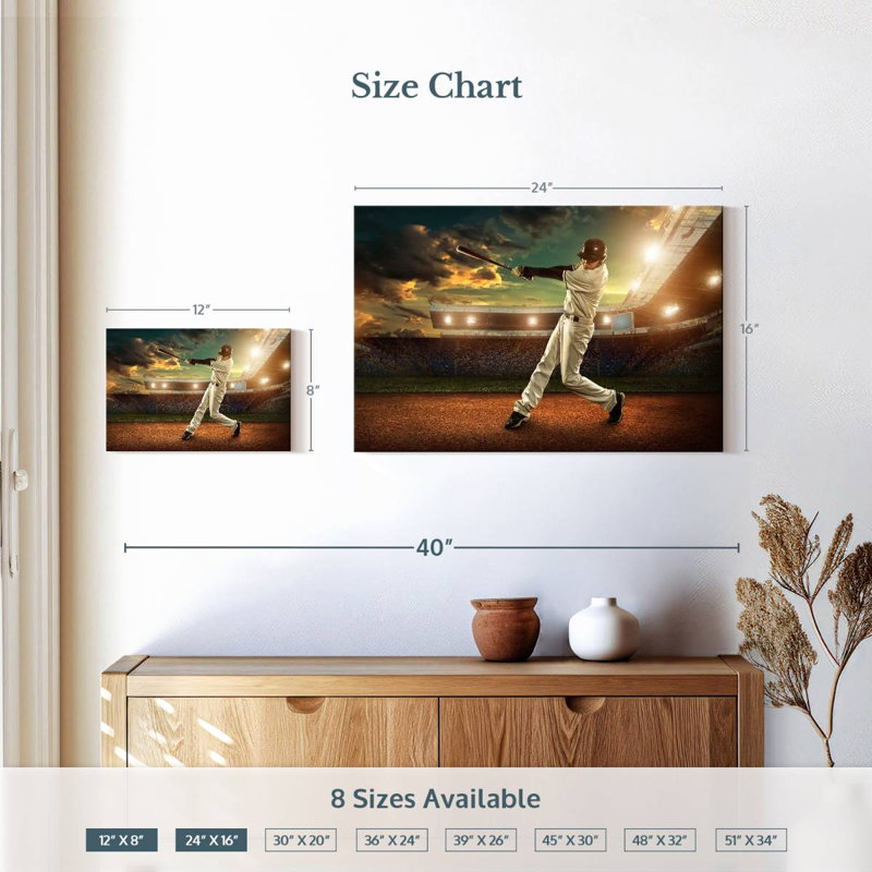 Sireci Baseball Player In Action, 16" H x 24" W