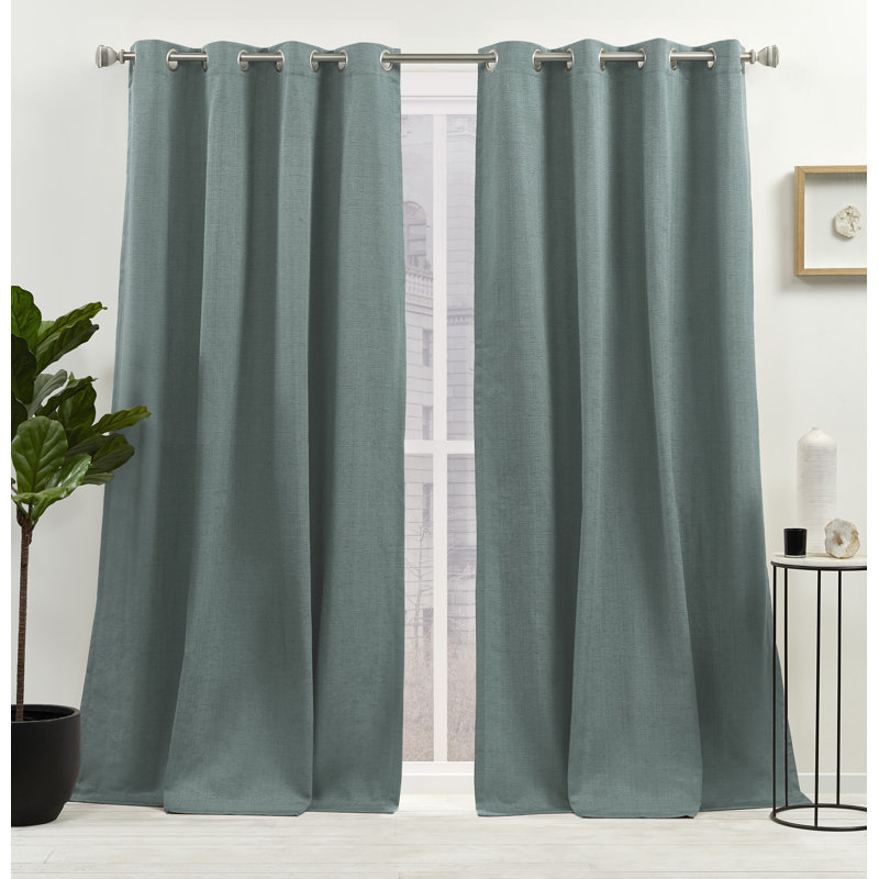 Nicole Miller New York Sawyer Cotton Blend Grommet Top Light Filtering Curtain Panels, Green, 52" W x 96" L