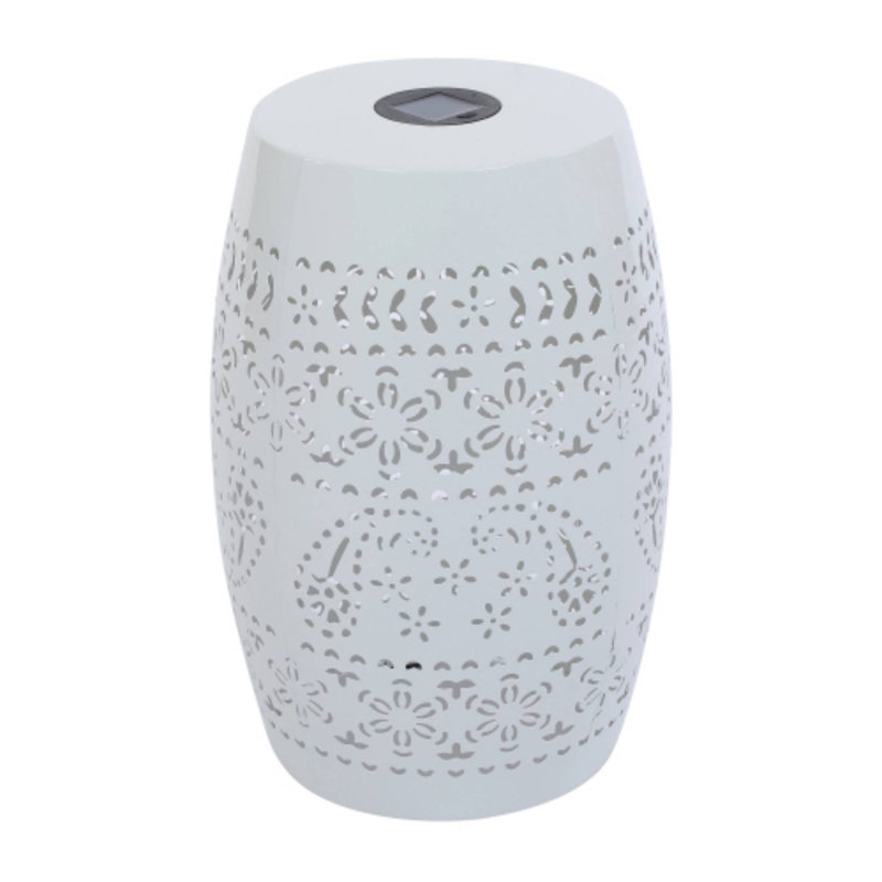 Solar Side Table, Perfect For Porch Yard Outdoor Spaces, White