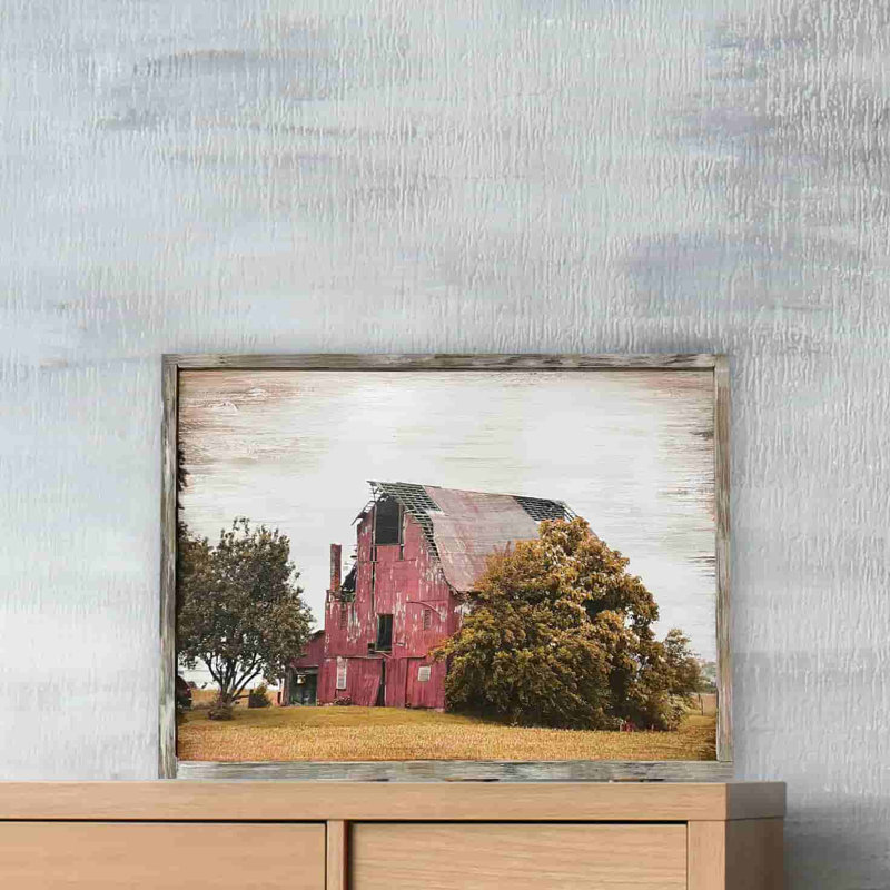 Ferme ancienne grange sur toile, H 12 po x l 16 po x P 1 po
