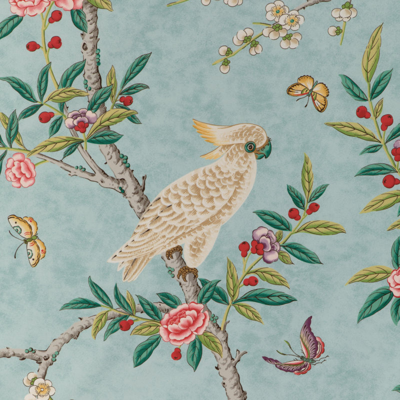La Menagerie Kanchou Print 100% Cotton Fabric, Beige/Green
