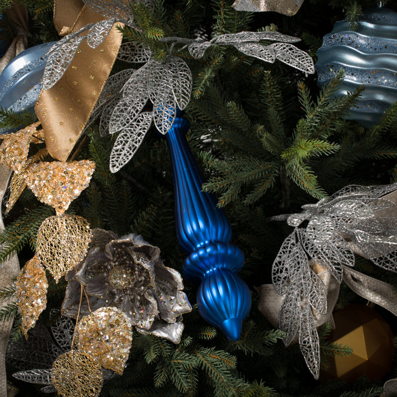 Ornement de Noël en forme de goutte 14 po UV, Bleu mat