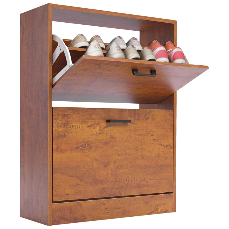 Blisswood 2 Drawer Shoe Storage Cabinet, Oak Wood