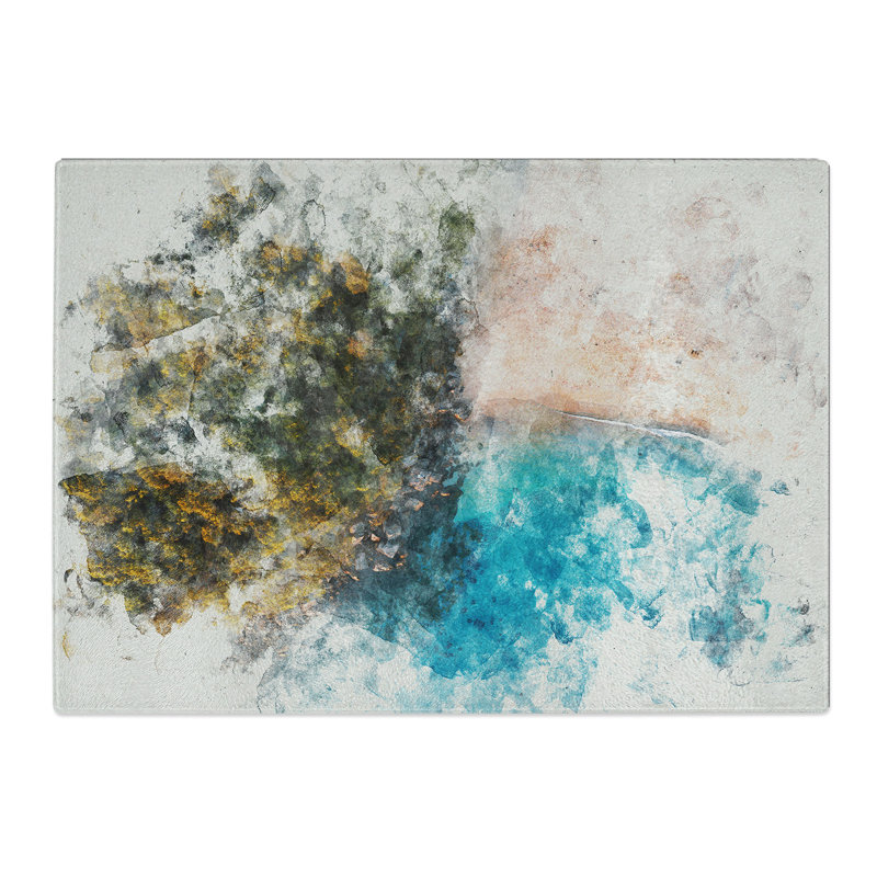 Forest Beach Watercolour Chopping Board, 0.4cm H x 28.5cm W x 39cm L