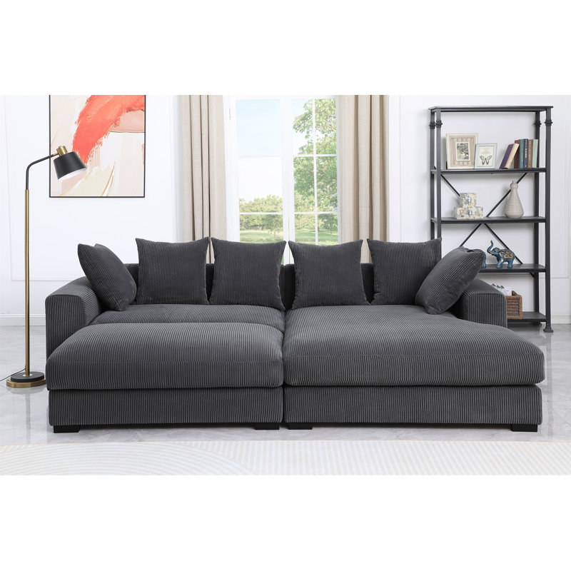 Canapé modulaire 4 pièces 4 pièces, Polyester gris foncé