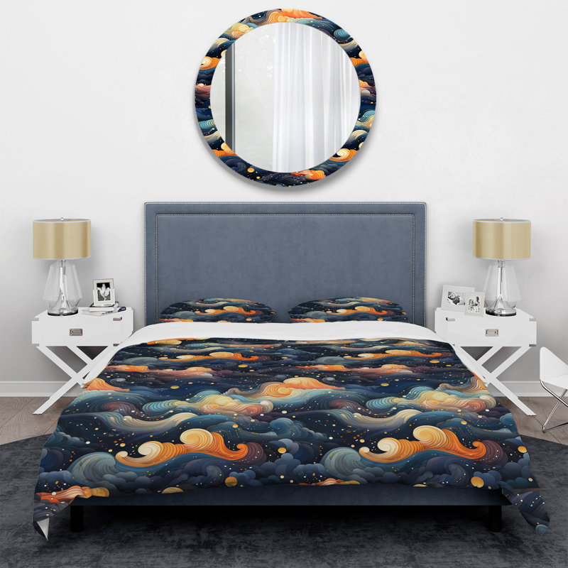 Celestial Dreams Galaxy Pattern XII Abstract Duvet Cover, King Duvet Cover + 2 King Shams