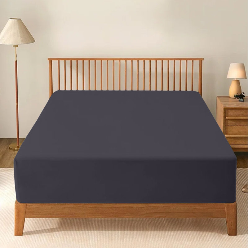 Soft & Breathable Microfiber Extra Deep Fitted Sheet, Charcoal, Super King (6')