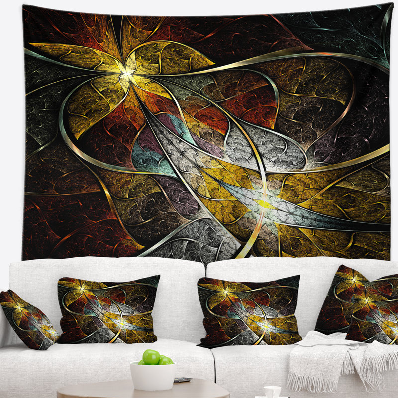 Tapisserie symétrique de fleur de fractale Floral, H 32 po x l 39 po