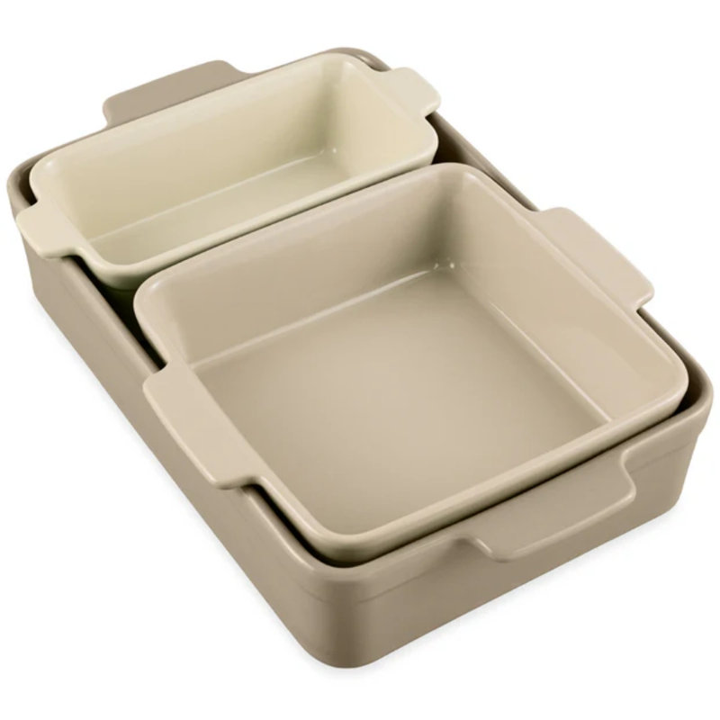 3PC Casserole Cookware Set, Mushroom Beige
