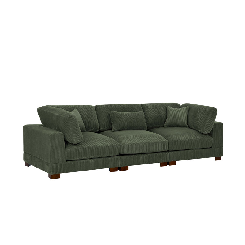 Assuntino 112'' Corduroy Sofa, Hunter Green