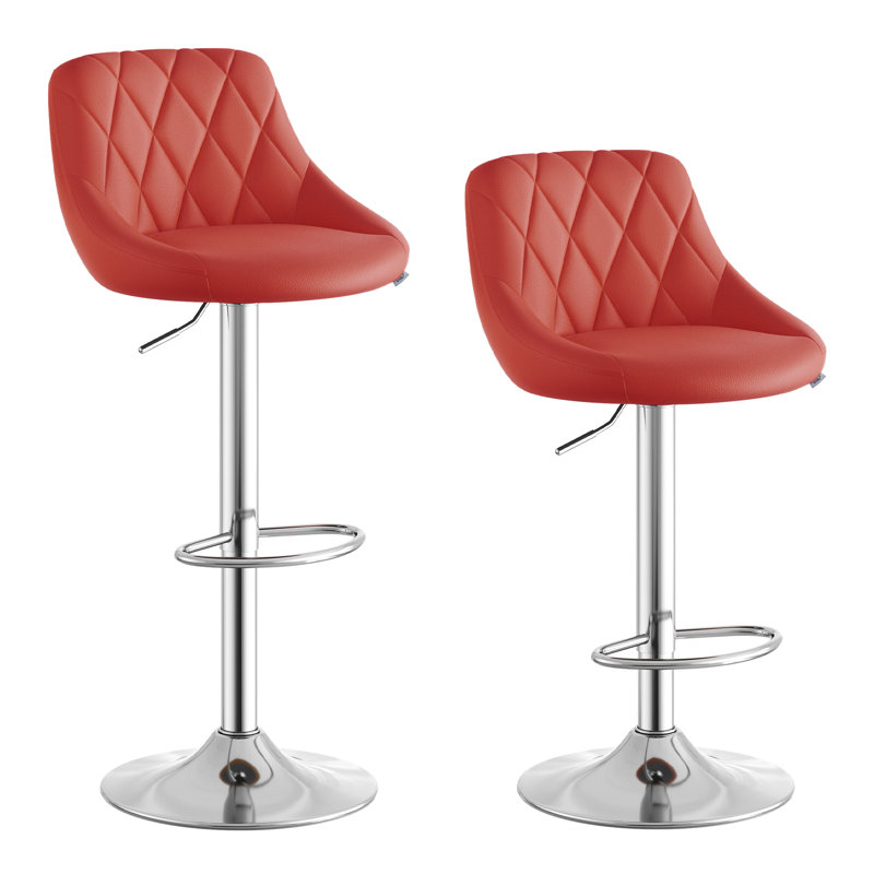 Swivel Upholstered Adjustable Height Counter Stool, Bordeaux, 1