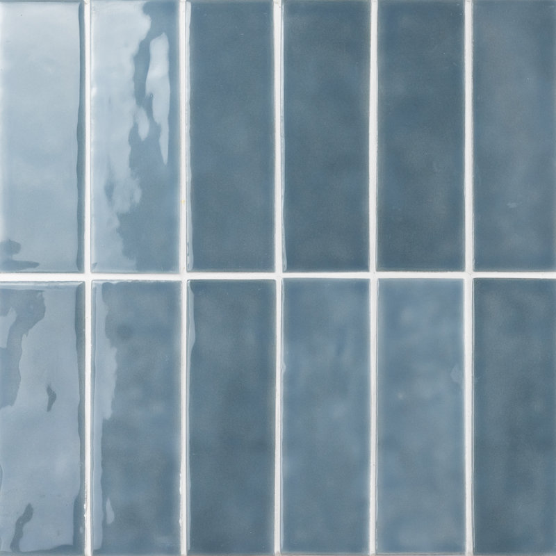 Carreau de métro en porcelaine zellige 2 po x 6 po City Stone, Acier bleu acier