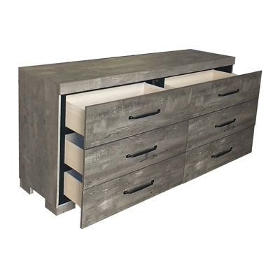 Dixon Antique Gray Bedroom Dresser With 6 Drawers and Mirror