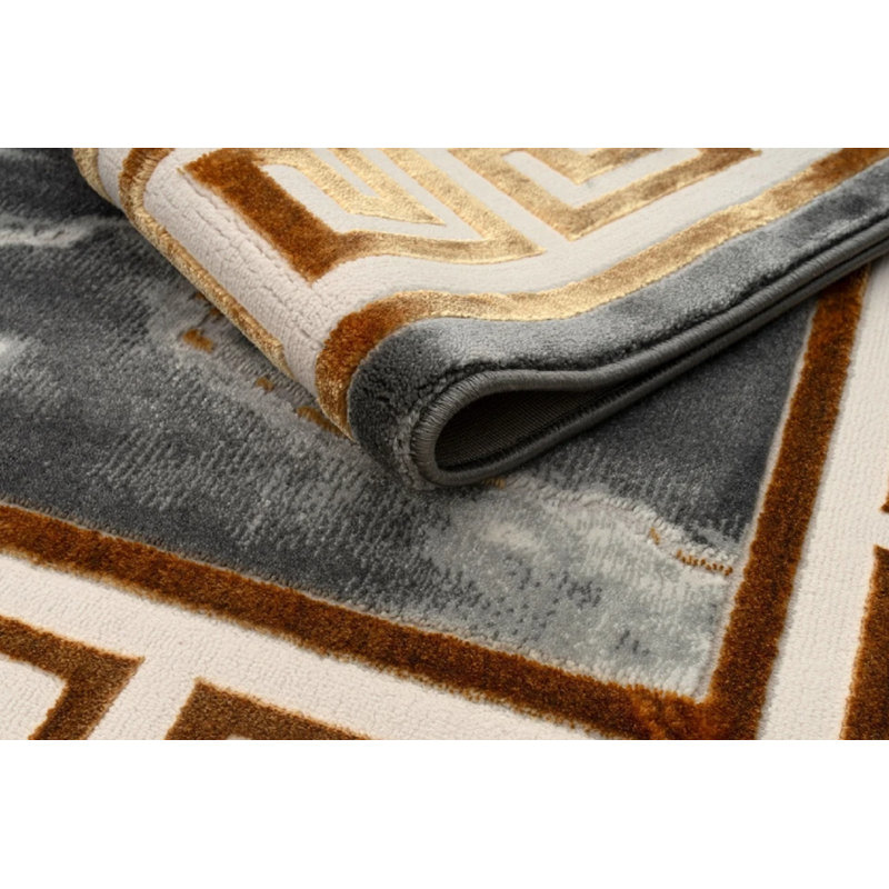 Boularderie Abstract Flatweave Berber Indoor / Outdoor Area Rug, Rectangle 120 x 170 cm, Gold Silver