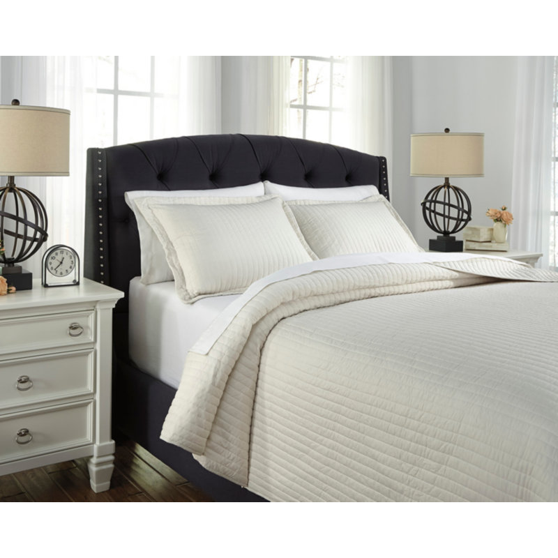 Navy King Size Hand-Stitched Coverlet Set