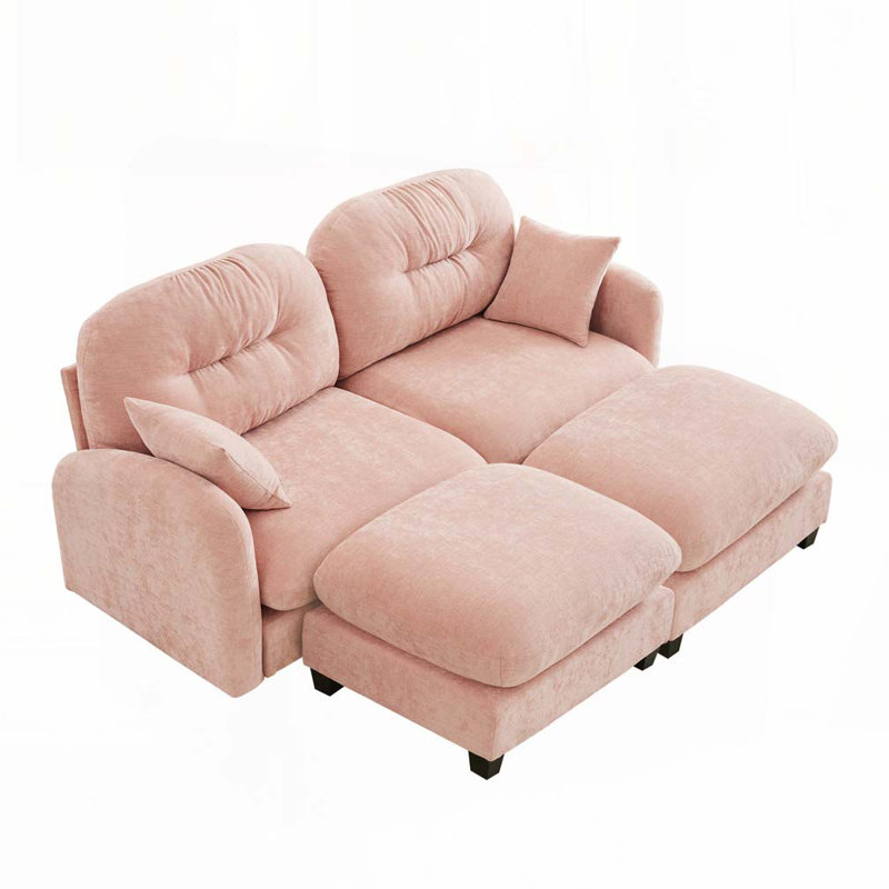 Canapé modulaire en chenille , H 36,6 po x l 74 po x P 934 po, 2, Rose