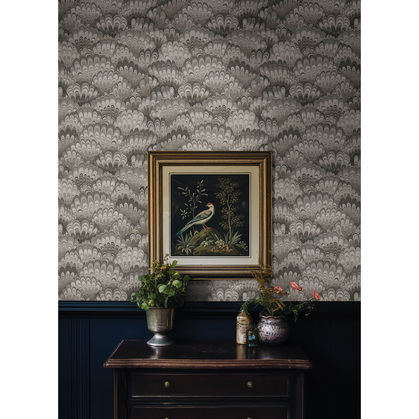 Octavia Marbled Ink Wallpaper, Beige