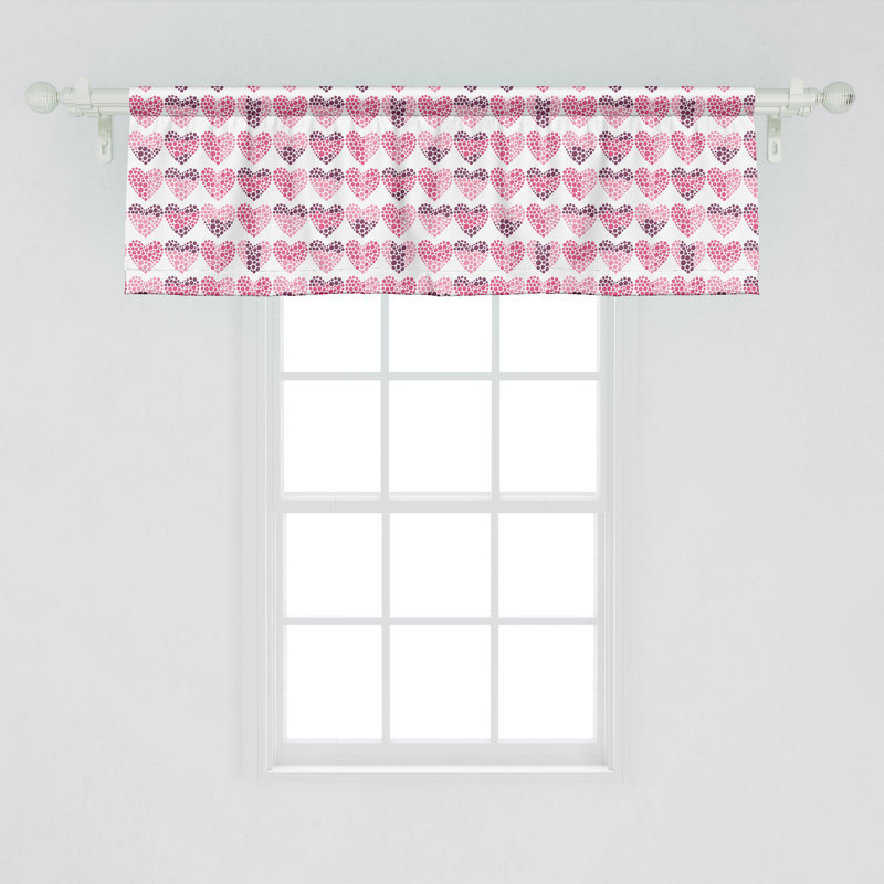 Ensemble de 2 cantonnières en pointillé Ambesonne pour la Saint-Valentin rose rubis