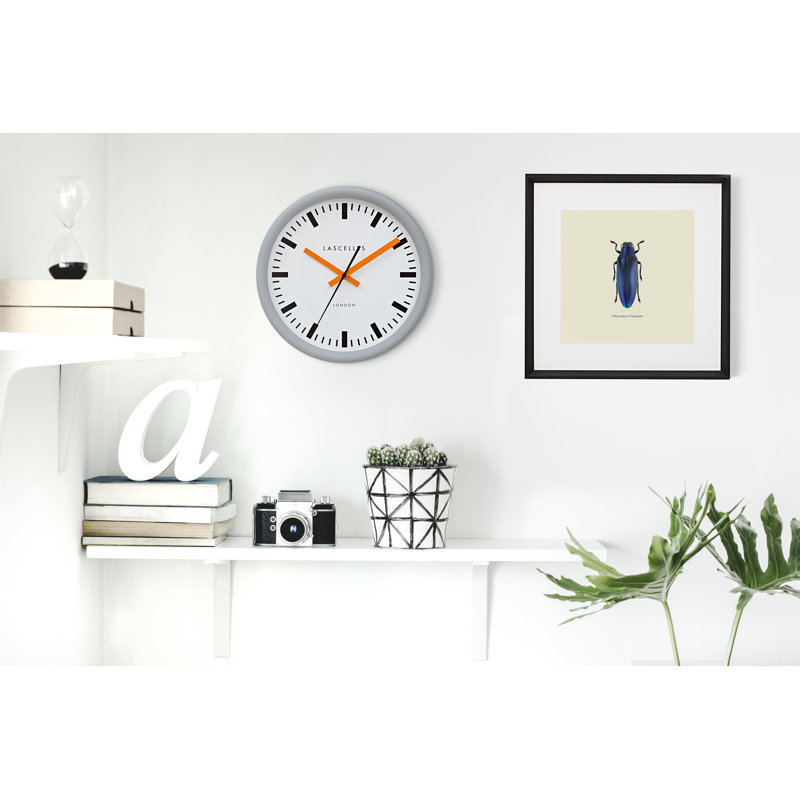 Sync Swiss Grey Station Clock with Hands 30cm, Orange