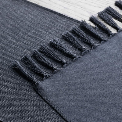 Graphite Grey Boho Rural Rustic Farmhouse Tassel Table Runner, 33x183 cm Spring Kitchen Dining Table Decoration Wedding Holiday Party Decor