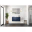 Meuble-lavabo bleu marine 36 po X P 22 po D, avec plateau en marbre de Carrare
