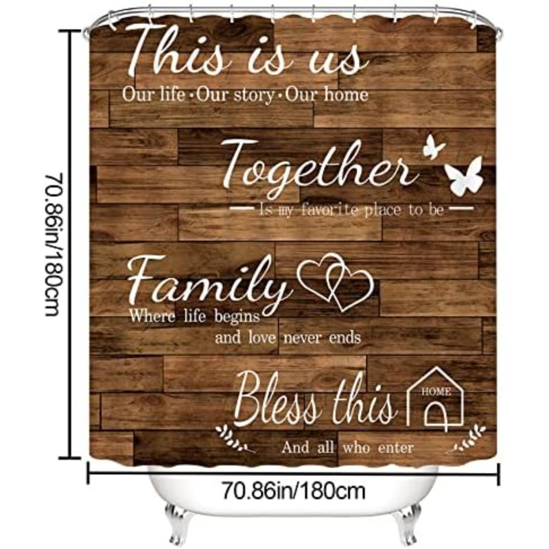 Ensemble de rideau de douche 4Pcs Family, Brun