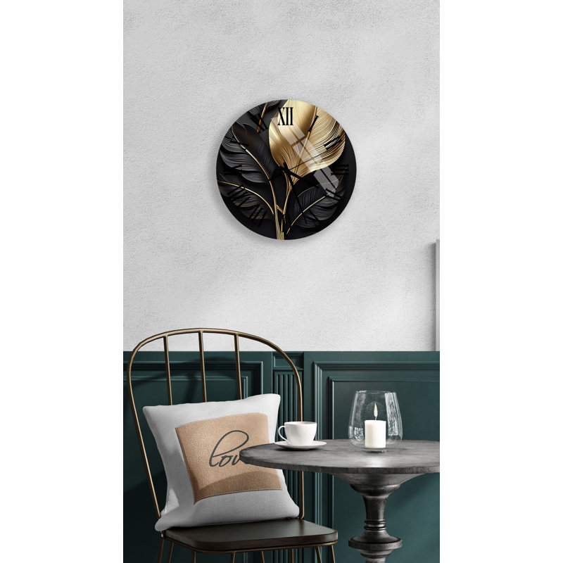 Horloge murale Glam Art Deco, Noir