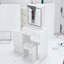 Meuble-lavabo de taille moyenne avec tabouret de chevet et tabouret rembourré, grande taille, commande tactile, changement de tricolore, miroir DEL à réglage de la luminosité, rangement de grande capacité, convient aux espaces moyens